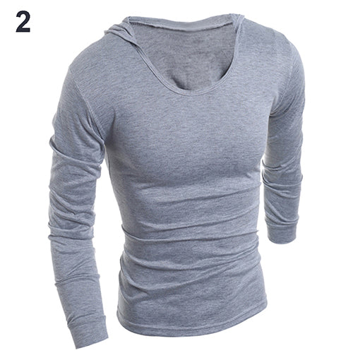 Men Slim Fit Casual Letters Long Sleeve Simple Hooded T-Shirt Top Sportwear