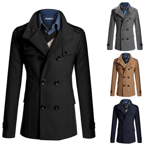 Men's Fashion Slim Long Trench Coat Windbreaker Lapel Button Jacket Outwear