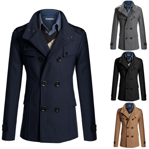 Men's Fashion Slim Long Trench Coat Windbreaker Lapel Button Jacket Outwear