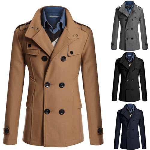 Men's Fashion Slim Long Trench Coat Windbreaker Lapel Button Jacket Outwear
