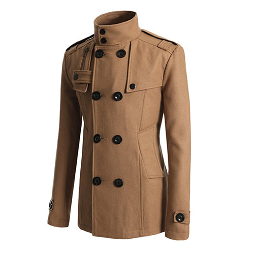 Men's Fashion Slim Long Trench Coat Windbreaker Lapel Button Jacket Outwear