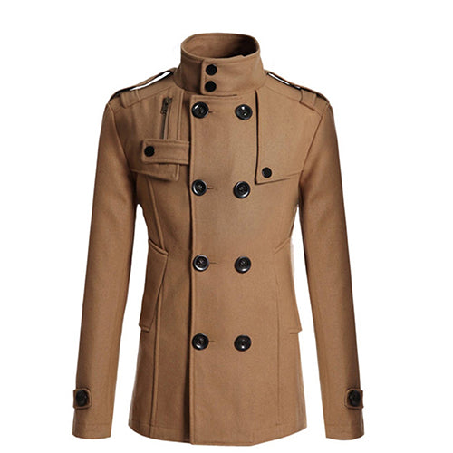 Men's Fashion Slim Long Trench Coat Windbreaker Lapel Button Jacket Outwear