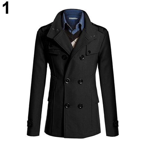 Men's Fashion Slim Long Trench Coat Windbreaker Lapel Button Jacket Outwear