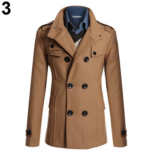 Men's Fashion Slim Long Trench Coat Windbreaker Lapel Button Jacket Outwear