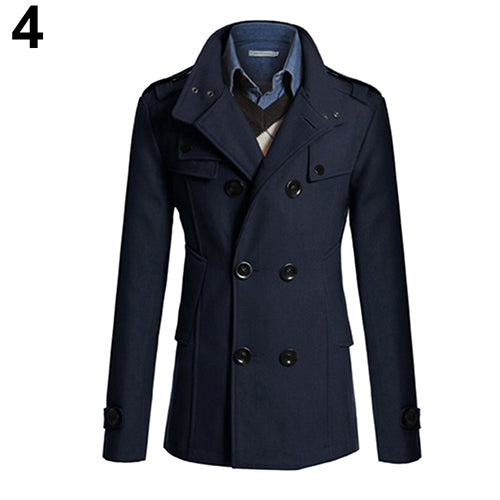 Men's Fashion Slim Long Trench Coat Windbreaker Lapel Button Jacket Outwear