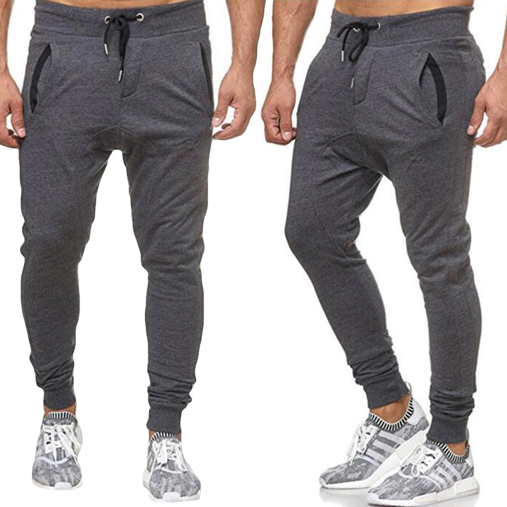 Leisure Sports Drawstring Long Pants Men Jogging Gym Loose Trousers Sweatpants