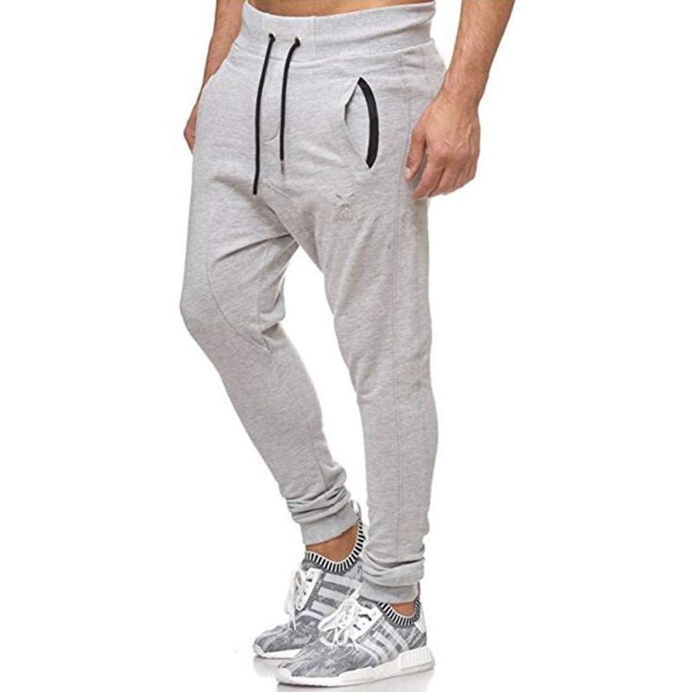 Leisure Sports Drawstring Long Pants Men Jogging Gym Loose Trousers Sweatpants