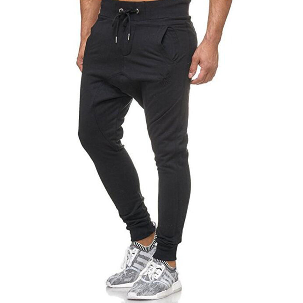 Leisure Sports Drawstring Long Pants Men Jogging Gym Loose Trousers Sweatpants
