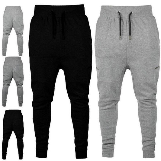 Men Casual Zippered Sweatpants Jogger Sport Trousers Drawstring Hip-hop Pants
