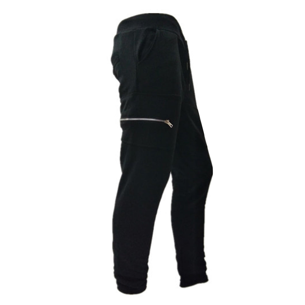 Men Casual Zippered Sweatpants Jogger Sport Trousers Drawstring Hip-hop Pants