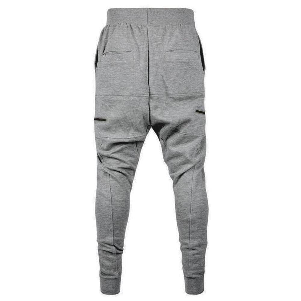 Men Casual Zippered Sweatpants Jogger Sport Trousers Drawstring Hip-hop Pants