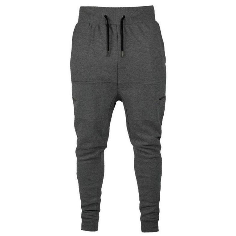 Men Casual Zippered Sweatpants Jogger Sport Trousers Drawstring Hip-hop Pants