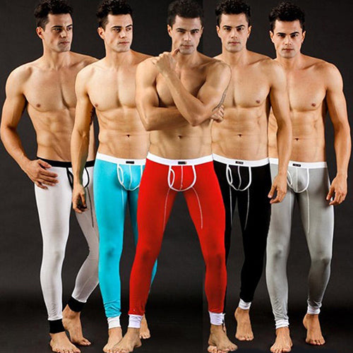 Men's Fashion Sexy U Convex Pouch  Skinny Long Pants Thermal Underwear Leggings