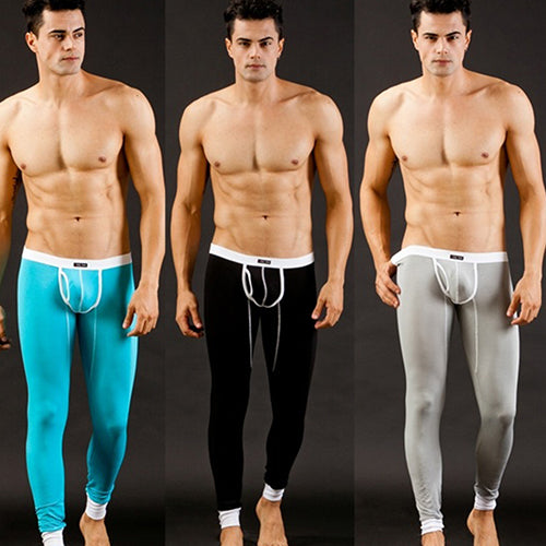 Men's Fashion Sexy U Convex Pouch  Skinny Long Pants Thermal Underwear Leggings