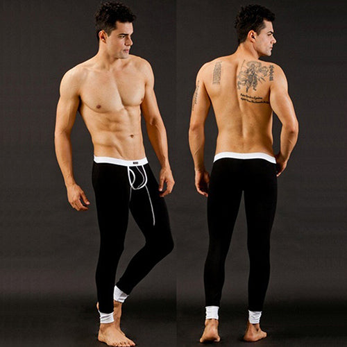 Men's Fashion Sexy U Convex Pouch  Skinny Long Pants Thermal Underwear Leggings