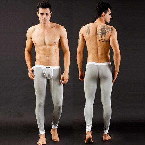 Men's Fashion Sexy U Convex Pouch  Skinny Long Pants Thermal Underwear Leggings