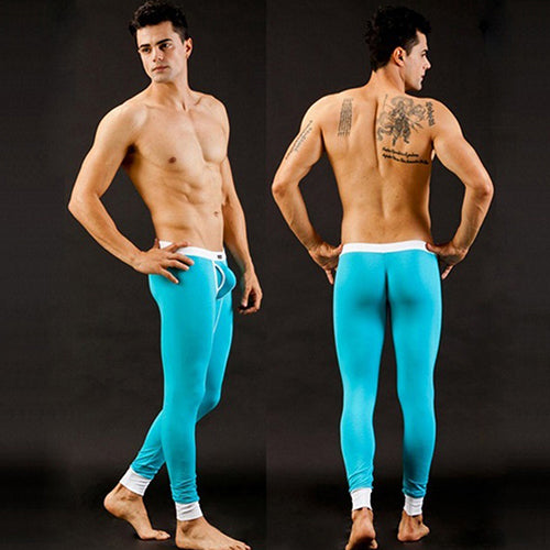 Men's Fashion Sexy U Convex Pouch  Skinny Long Pants Thermal Underwear Leggings