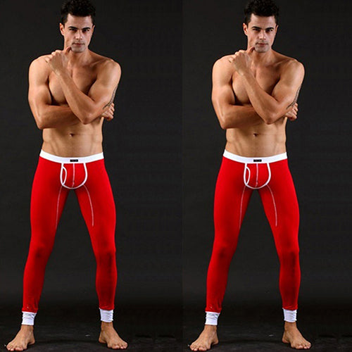 Men's Fashion Sexy U Convex Pouch  Skinny Long Pants Thermal Underwear Leggings