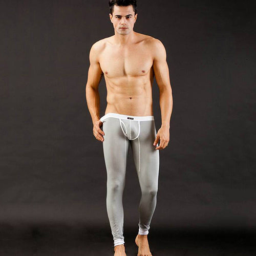 Men's Fashion Sexy U Convex Pouch  Skinny Long Pants Thermal Underwear Leggings