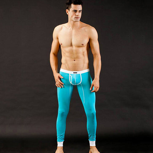 Men's Fashion Sexy U Convex Pouch  Skinny Long Pants Thermal Underwear Leggings