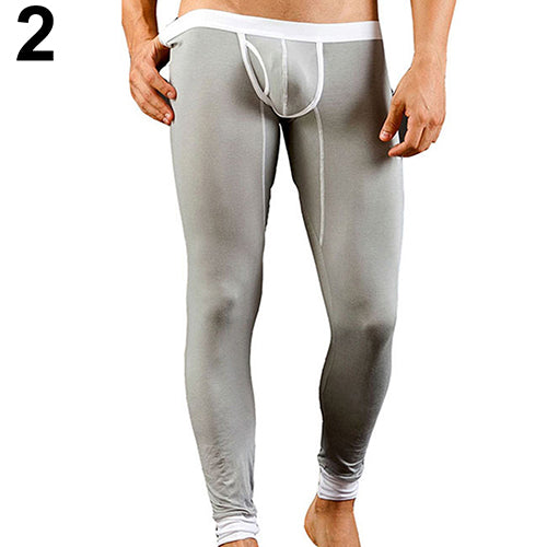 Men's Fashion Sexy U Convex Pouch  Skinny Long Pants Thermal Underwear Leggings