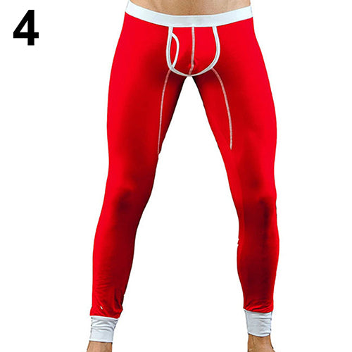 Men's Fashion Sexy U Convex Pouch  Skinny Long Pants Thermal Underwear Leggings