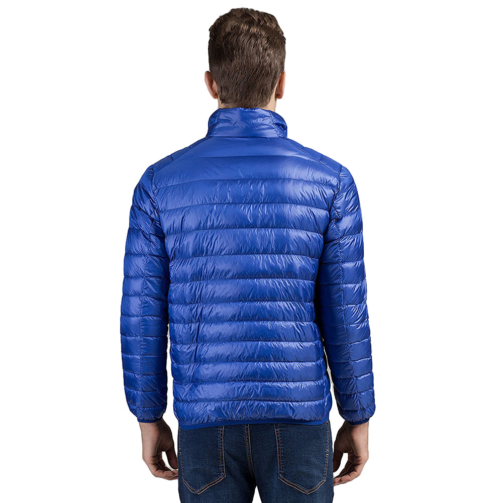 Men Simple Ultra-thin Light Winter Warm Zipper Stand Collar Down Jacket Coat