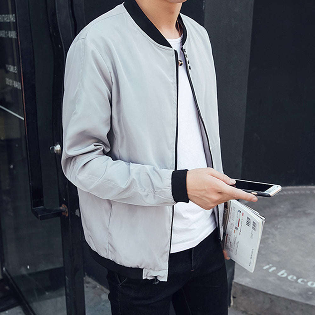 Men's Fashion Long Sleeve Slim Coat Cotton Autumn Outwear Casual Zipper Jacket