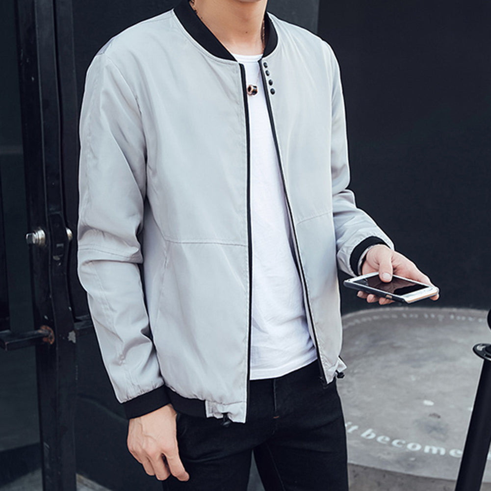 Men's Fashion Long Sleeve Slim Coat Cotton Autumn Outwear Casual Zipper Jacket