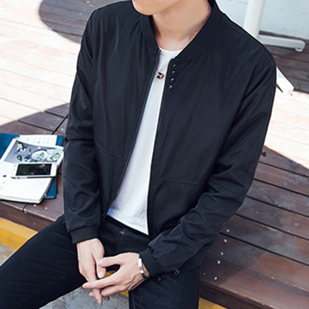 Men's Fashion Long Sleeve Slim Coat Cotton Autumn Outwear Casual Zipper Jacket