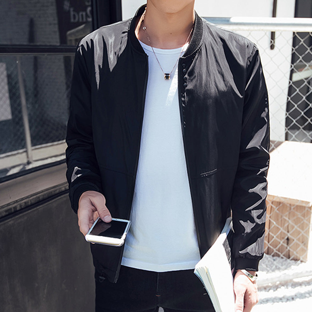 Men's Fashion Long Sleeve Slim Coat Cotton Autumn Outwear Casual Zipper Jacket