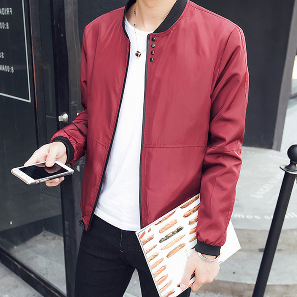 Men's Fashion Long Sleeve Slim Coat Cotton Autumn Outwear Casual Zipper Jacket
