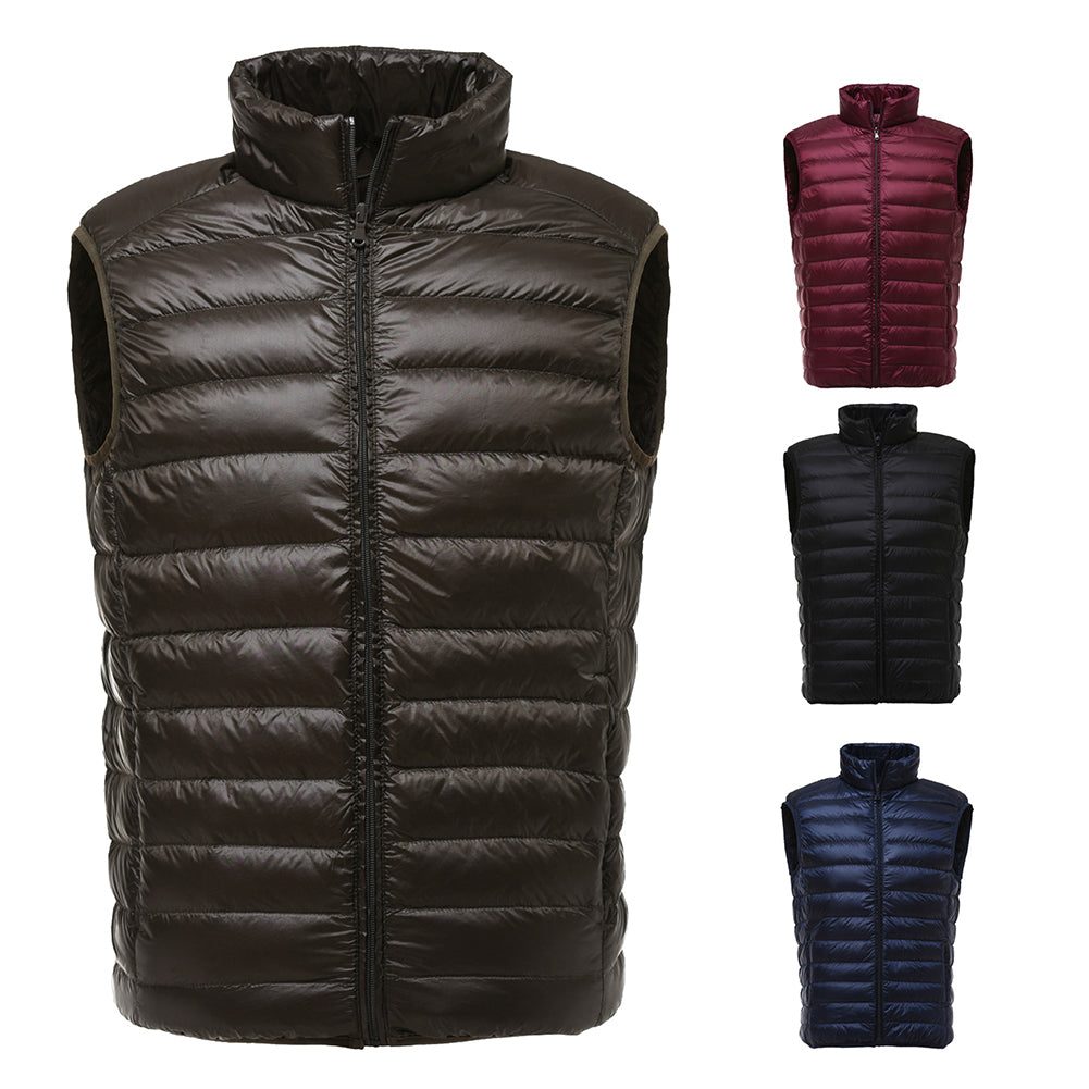 Men's Fashion Warm Stand Collar Sleeveless Nylon Jacket Thicken Vest Waistcoat