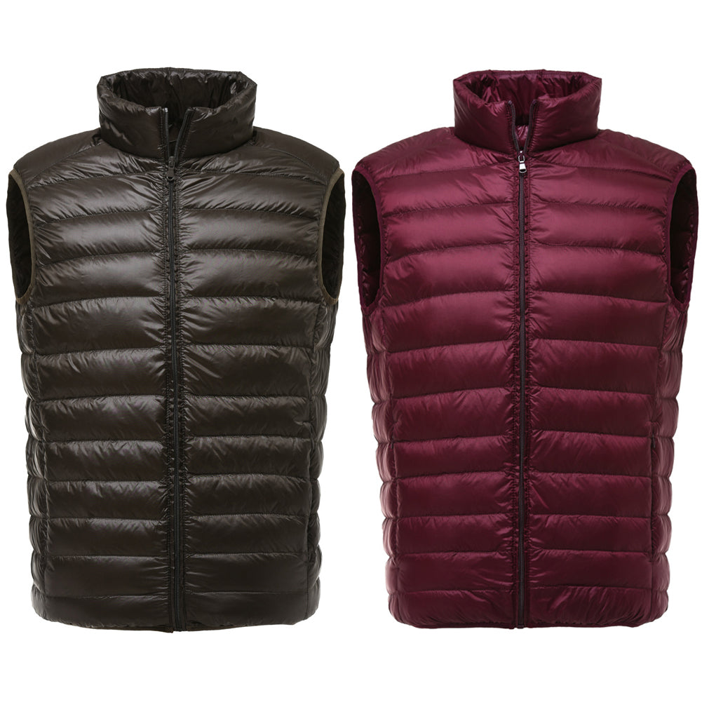 Men's Fashion Warm Stand Collar Sleeveless Nylon Jacket Thicken Vest Waistcoat