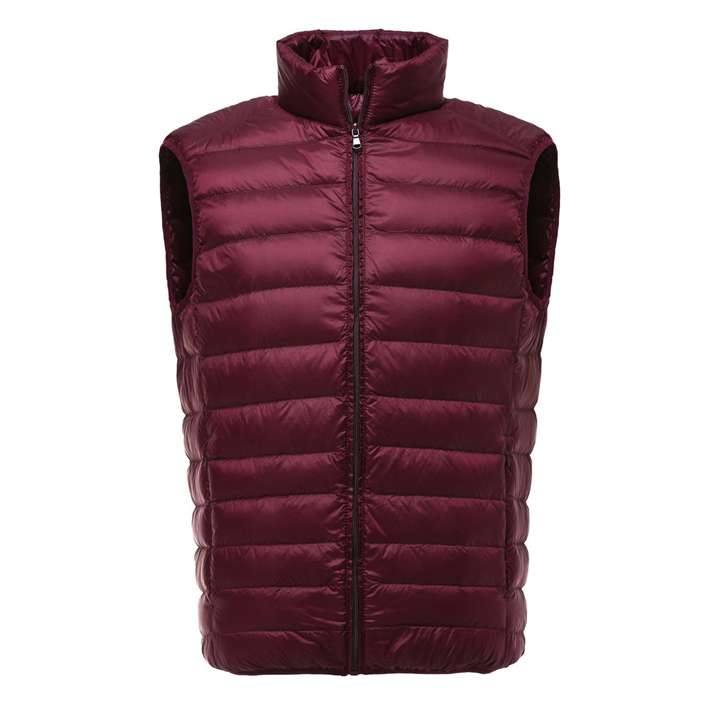 Men's Fashion Warm Stand Collar Sleeveless Nylon Jacket Thicken Vest Waistcoat