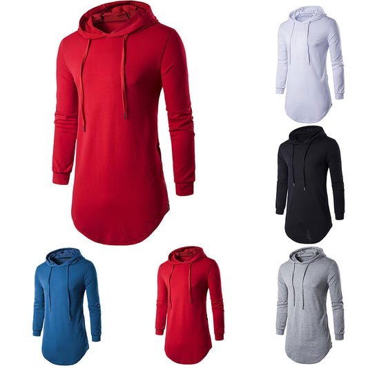 Sports Men Solid Color Hooded Sweatshirt Side Zipper Casual Long Sleeve Hoodies