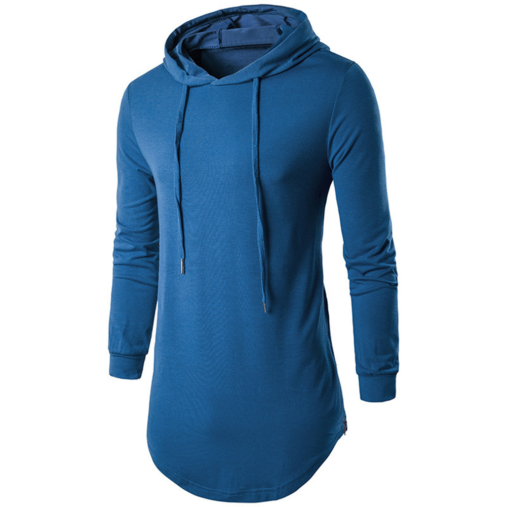 Sports Men Solid Color Hooded Sweatshirt Side Zipper Casual Long Sleeve Hoodies