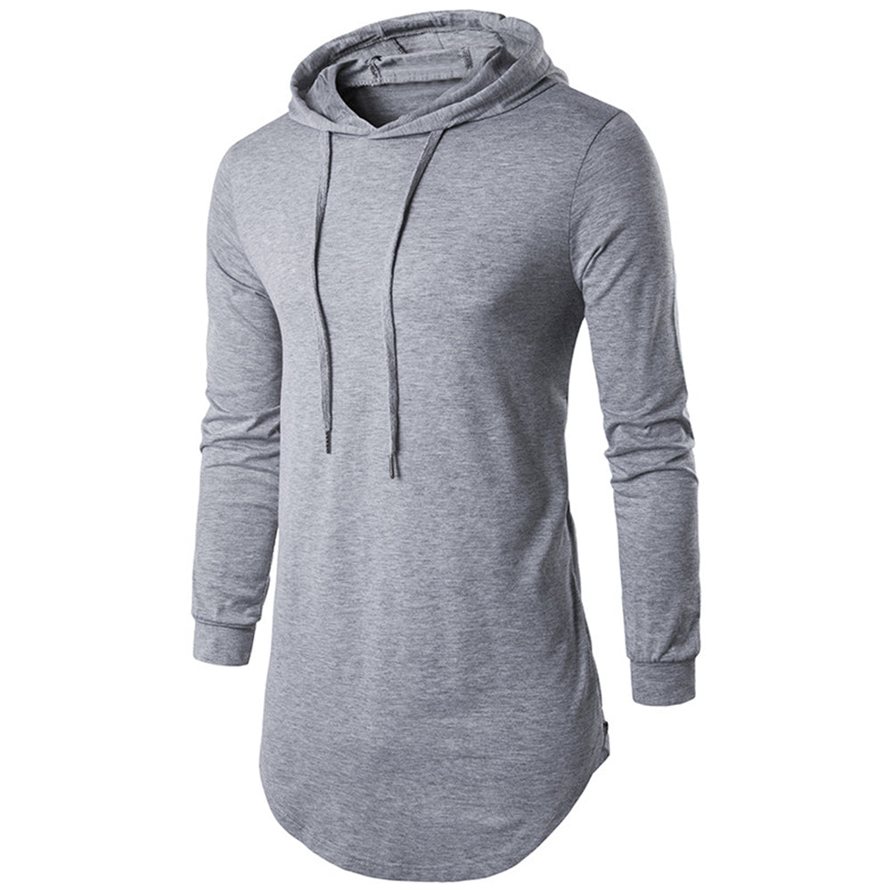 Sports Men Solid Color Hooded Sweatshirt Side Zipper Casual Long Sleeve Hoodies