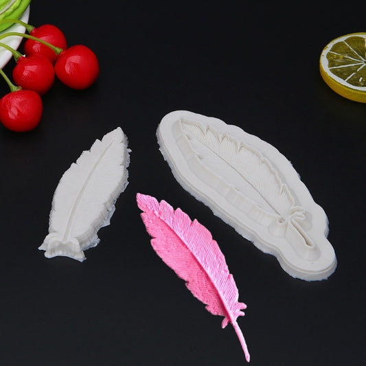 2Pcs/Set DIY Feather Silicone Mold Fondant Cake Chocolate Decorating Baking Tool