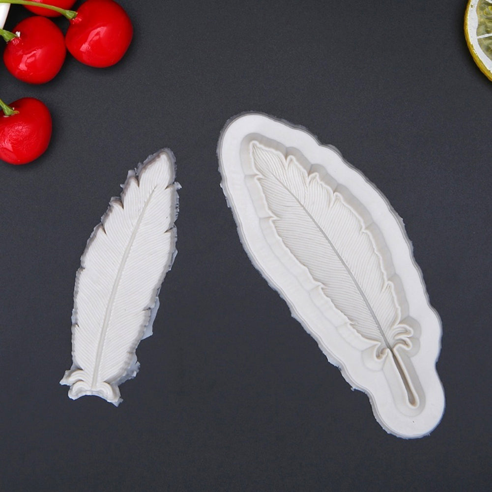 2Pcs/Set DIY Feather Silicone Mold Fondant Cake Chocolate Decorating Baking Tool