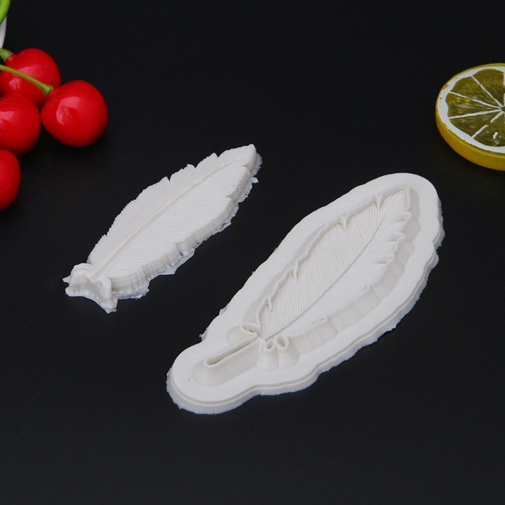2Pcs/Set DIY Feather Silicone Mold Fondant Cake Chocolate Decorating Baking Tool