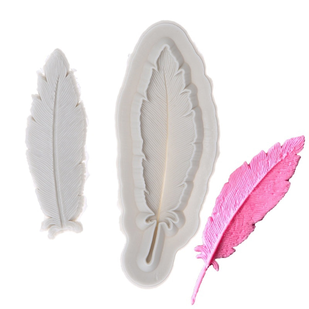 2Pcs/Set DIY Feather Silicone Mold Fondant Cake Chocolate Decorating Baking Tool