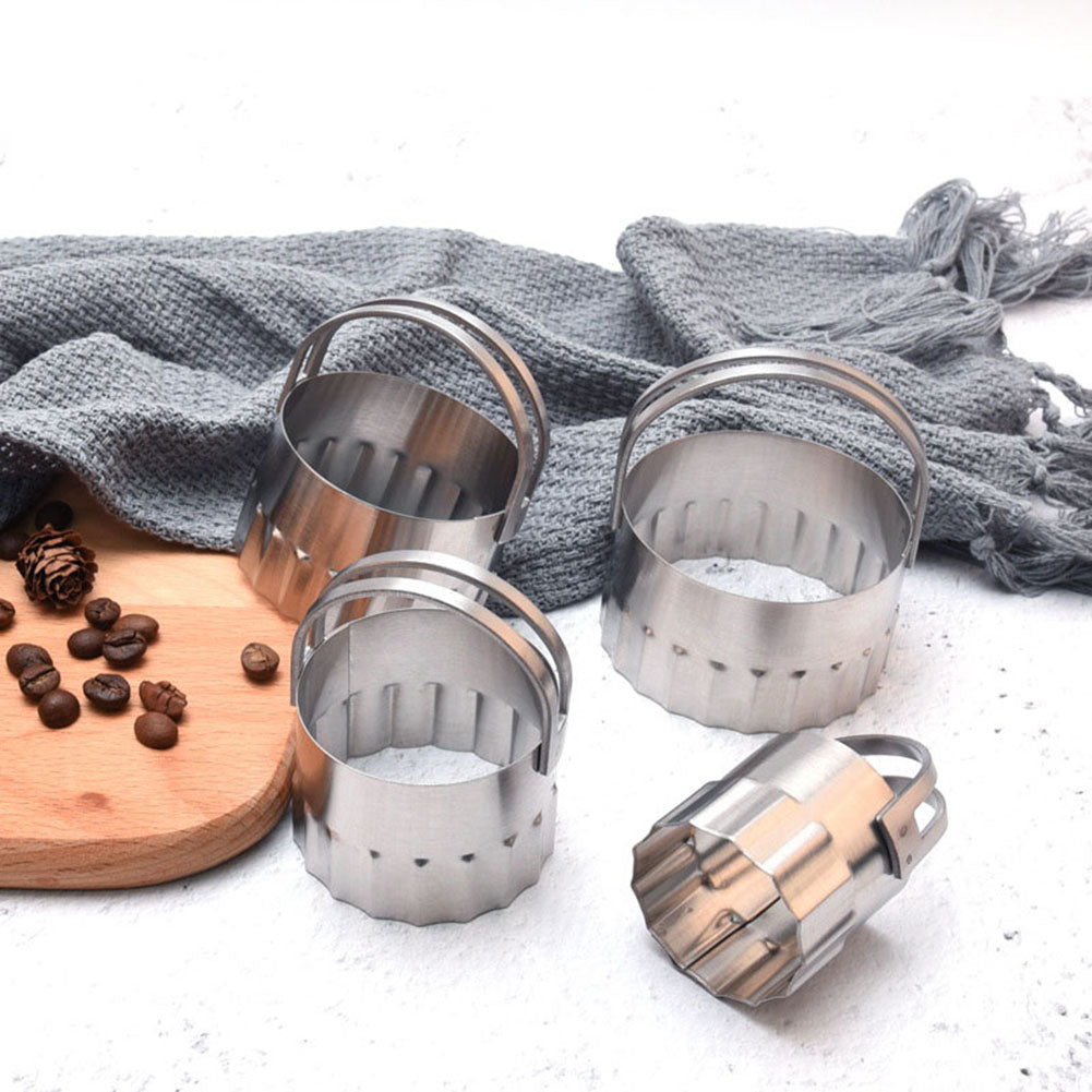 4Pcs Wave Shape Cookie Cutter Stainless Steel Cake Biscuit Fondant DIY Mold Tool