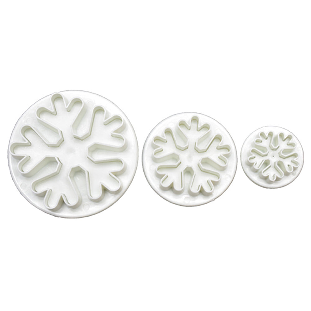 3Pcs Snowflake Fondant Cake Decorating Mold DIY Sugarcraft Cutter Plunger Mould