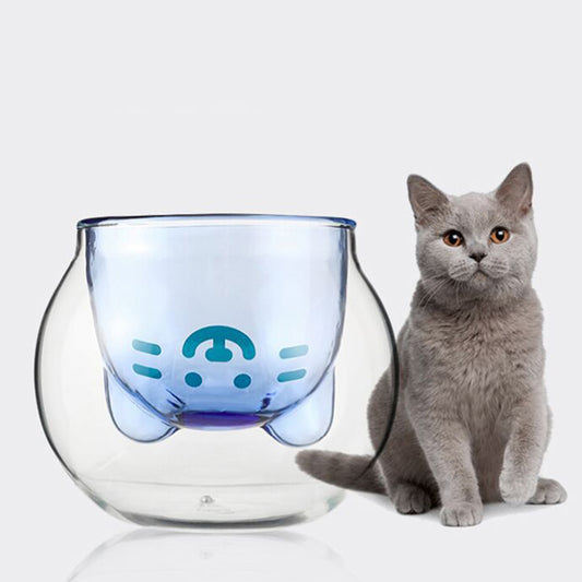 Cute Dual-layer Cat Claw Paw Glass Transparent Coffee Mug Milk Tea Drink Cup