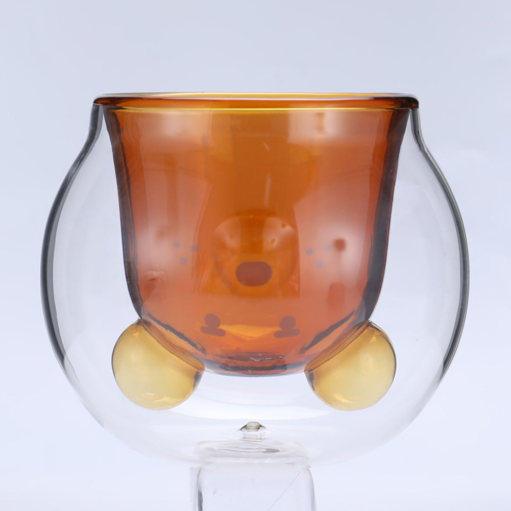 Cute Dual-layer Cat Claw Paw Glass Transparent Coffee Mug Milk Tea Drink Cup