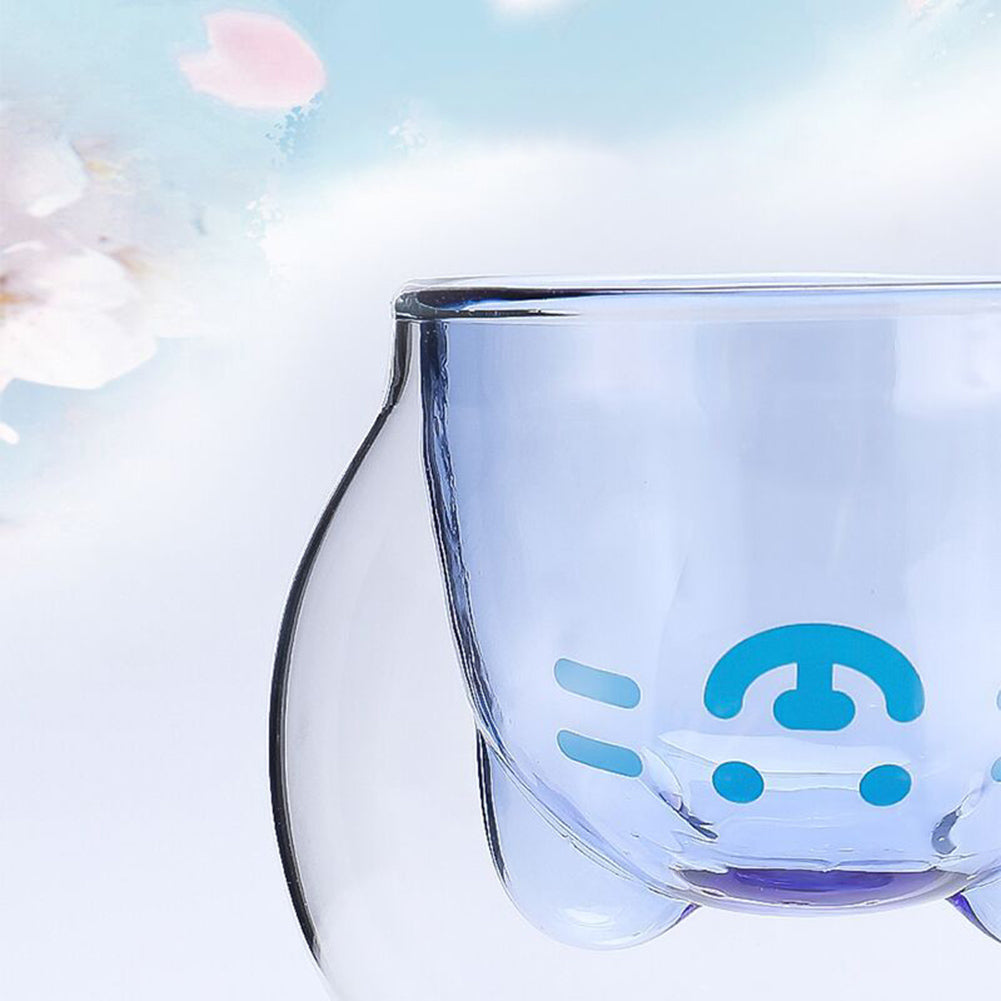 Cute Dual-layer Cat Claw Paw Glass Transparent Coffee Mug Milk Tea Drink Cup