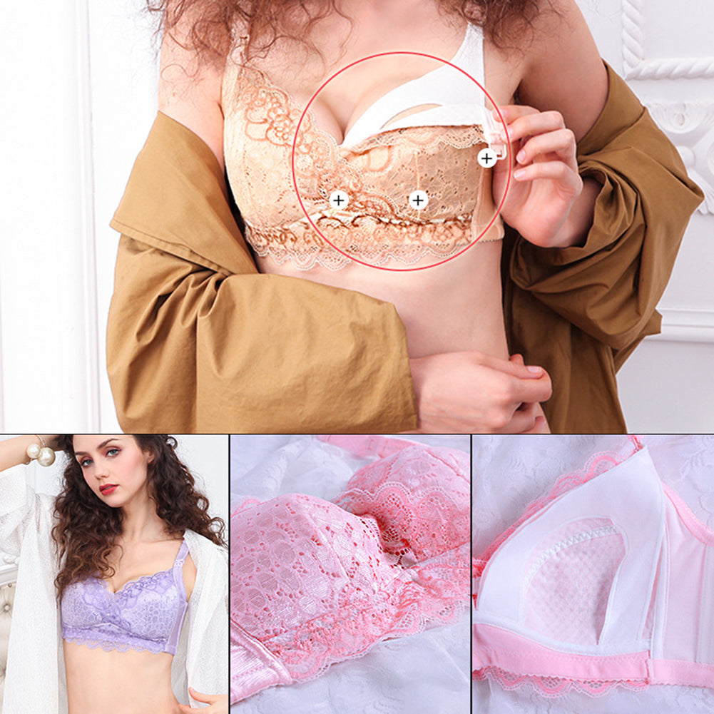 Maternity Nursing Bra Wire Free Lace Pregnant Women Breastfeeding Underwear