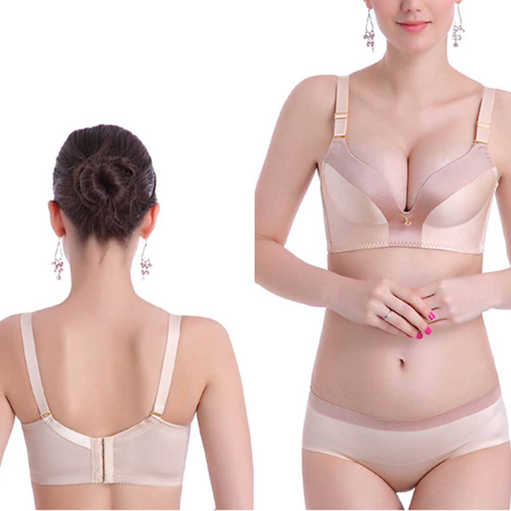 Seamless Color Block Women Wire Free Padded Push Up Bra Brassiere Underwear