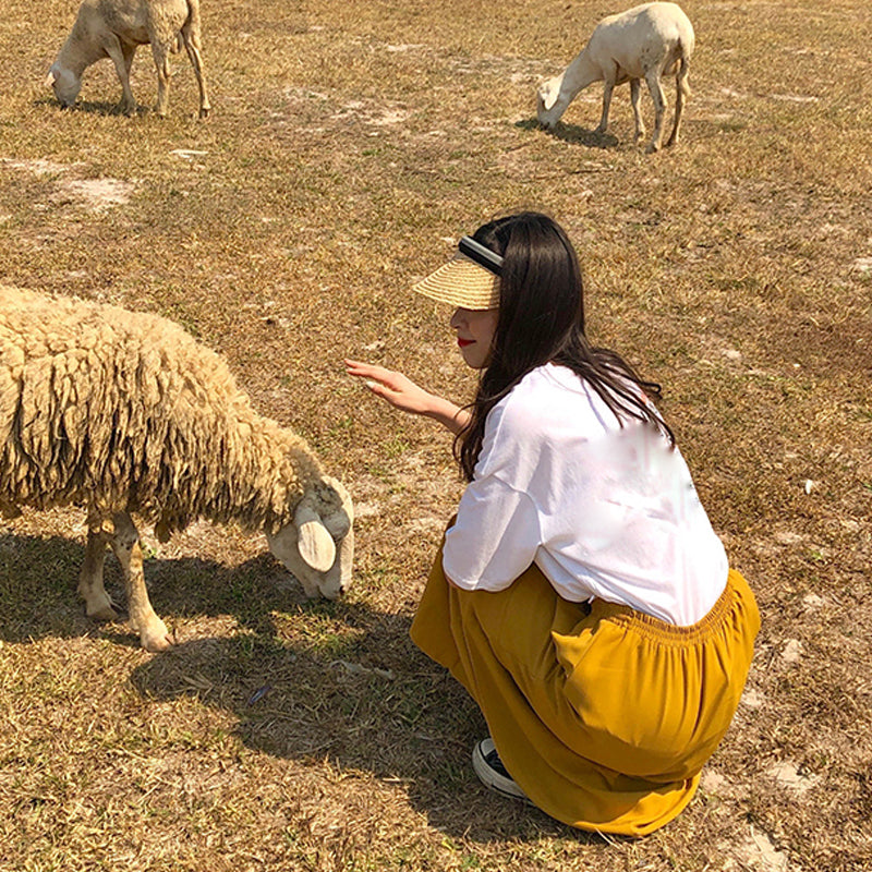 Pure cotton neckline printed letters simple loose version short-sleeved T-shirt